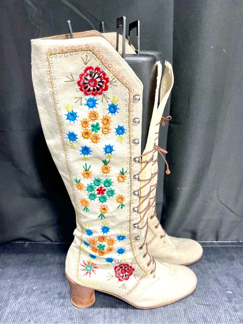 RARE Vintage 70s Jerry Edouard Henri Bendel Show Biz Embroidered Greece Boot - Picture 4 of 7